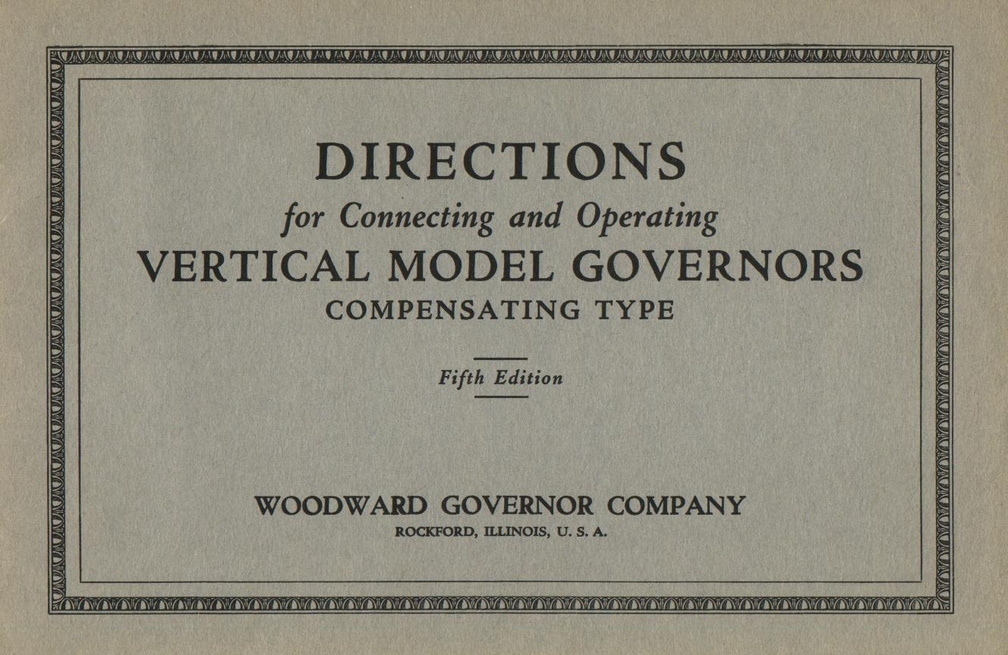 An original Woodward catalogue for the vertical type governor.