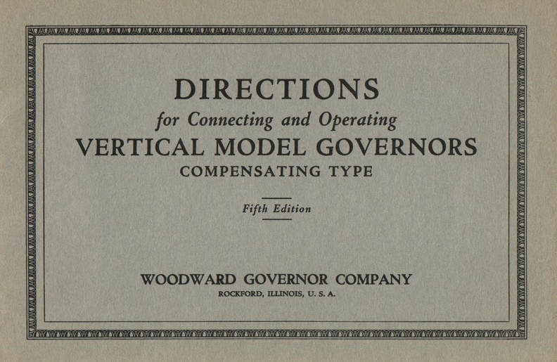 An original Woodward catalogue for the vertical type governor.