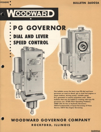 Woodward PG type governor manual.
