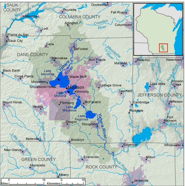 Current map of the Madison, Wisconsin area.