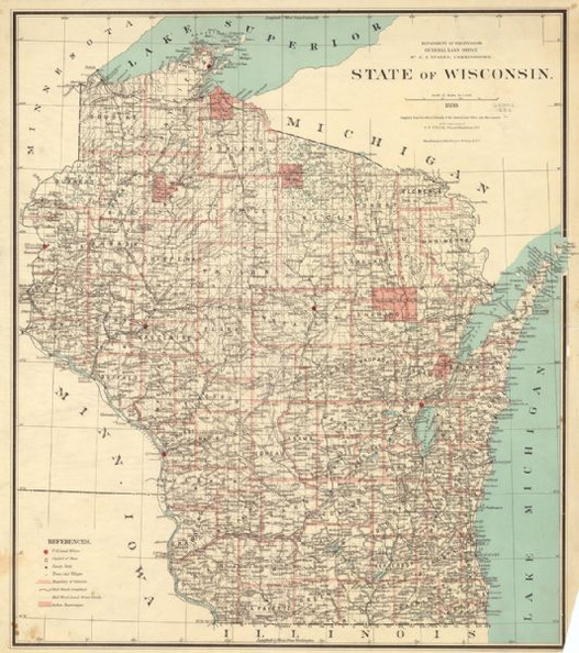 1886 map from the Wisconsin history collection.