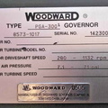 Name plate for a large Woodward PGA -300 series hydraulic diesel engine governor.