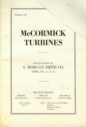 McCORMICK TURBINES.  Bulletin 110.