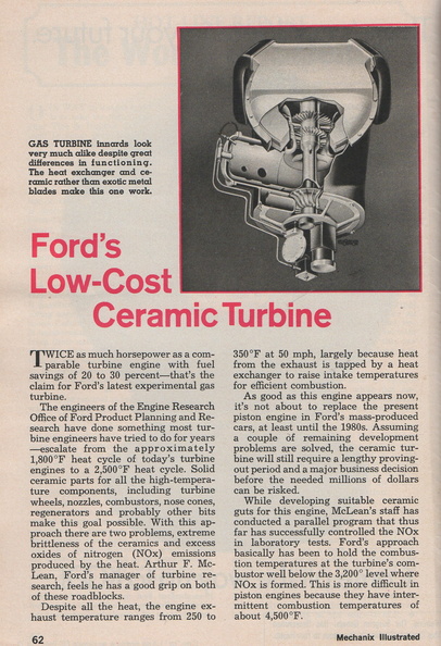 Ford Motor Company's new gas turbine motor.