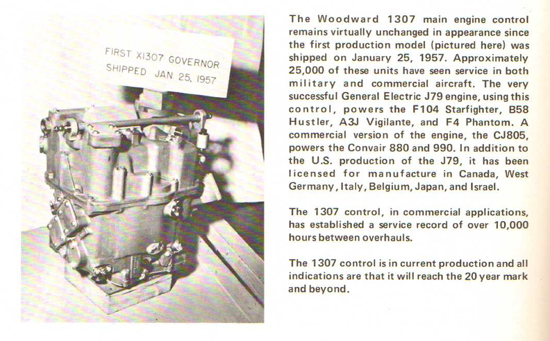 History of the Woodward gas turbine fuel control(series 1307 type).