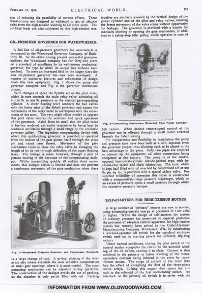 ELMER WOODWARD'S FIRST HYDRAULIC TURBINE WATER WHEEL GOVERNOR PATENT.