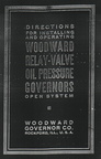 Woodward Oil Pressure Relay Valve Governor Manual, circa 1912.
