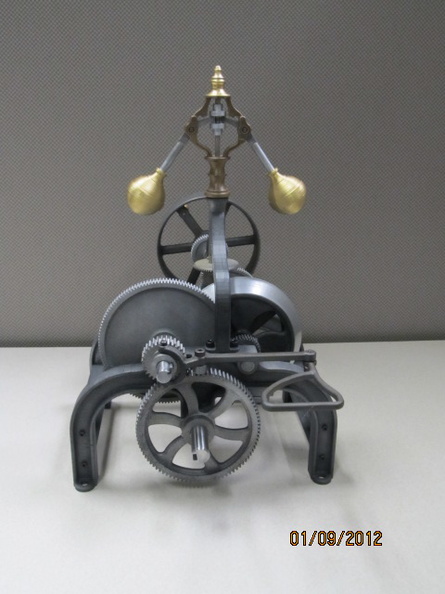 Amos Woodward's first friction water wheel governor.