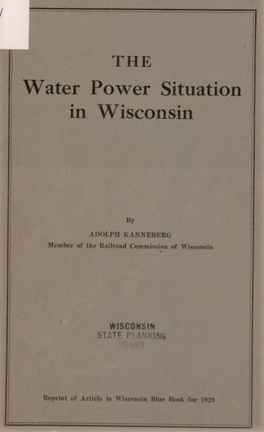 The Water Power Situation in Wisconsin.