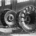 Sections of turbines inside the power house at the Prairie du Sac dam in 1914.