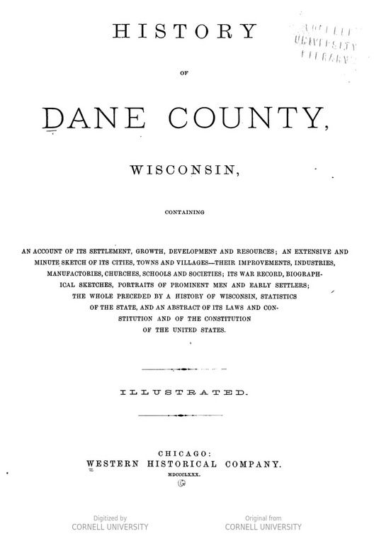 History of Dane County Wisconsin, circa 1880.