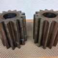 Oil pump herringbone gears manufactured by the Woodward Governor Company.
