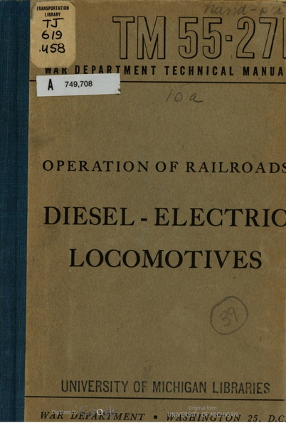DIESEL-ELECTRIC LOCOMOTIVE APPLICATION AND MANUFACTURING HISTORY.