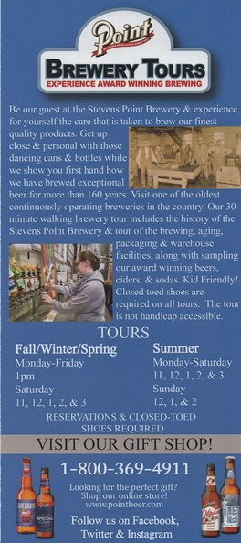 BREWERY TOUR PAMPLET FROM 2015-2019.