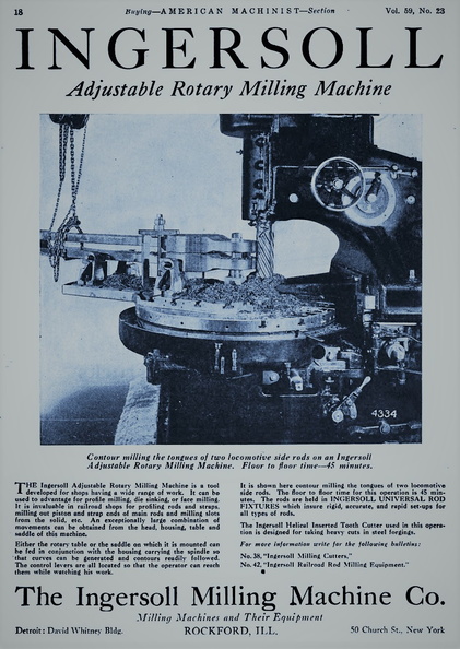 Vintage manufacturing equipment history and advertisements.