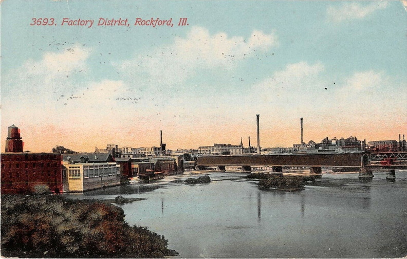 Looking toward the Rockford Water Power Factory District.
