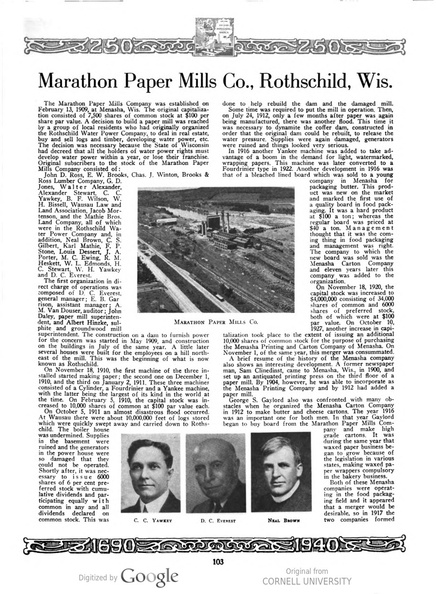 The Marathon Paper Mills Company history.