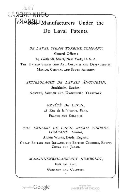 DE LAVAL STEAM TURBINE COMPANY HISTORY.