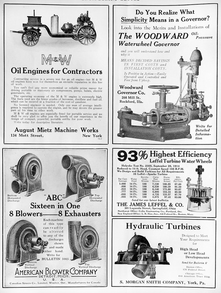 Woodward Governor Company's Hydraulic Turbine Water Wheel Governor advertisement.