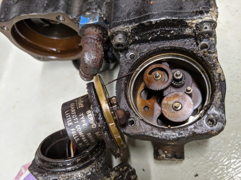 Looking inside the Woodward fuel control governor unit.