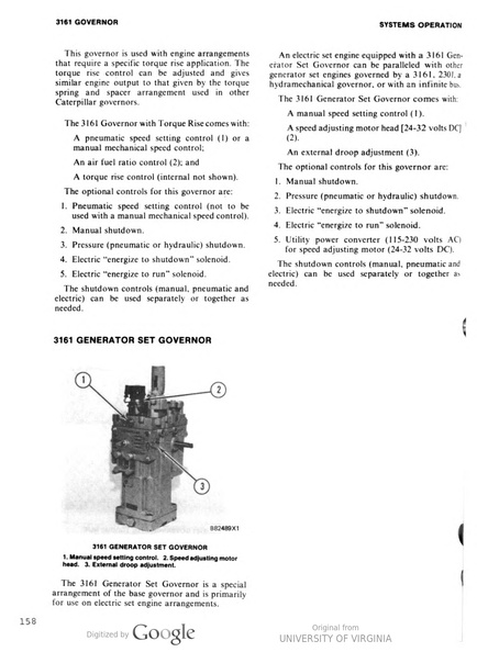 3.  WOODWARD MANUFACTURED 3161 SERIES DIESEL ENGINE GOVERNOR SYSTEM.