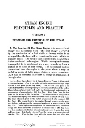 STEAM ENGINE PRINCIPALS AND PRACTICE.