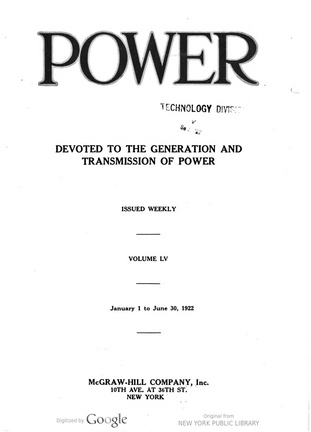 POWER MAGAZINE FROM THE 1920'S.