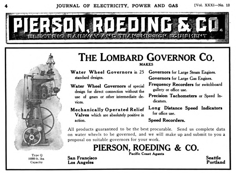 THE LOMBARD GOVERNOR COMPANY, CIRCA 1919.