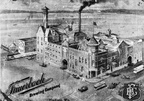 An architecual rendering of the Fauerbach Brewing Company in Madison Wisconsin, circa 1900.