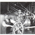 Elmer Woodward and his patented water wheel governor.