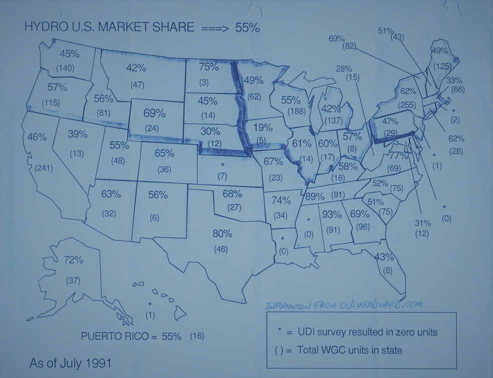 United States Hydroelectric Power House Market Share for the Woodward Governor Company, circa 1991.