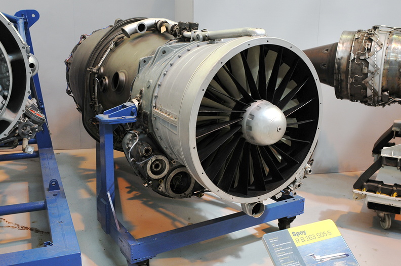 A Rolls-Royce Spey RB. 163 Mk.505-5 series turbofan jet engine with the Lucas fuel control governor system application..JPG
