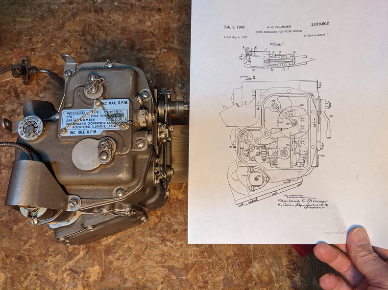 Brad's Woodward governor with the patent sheet.