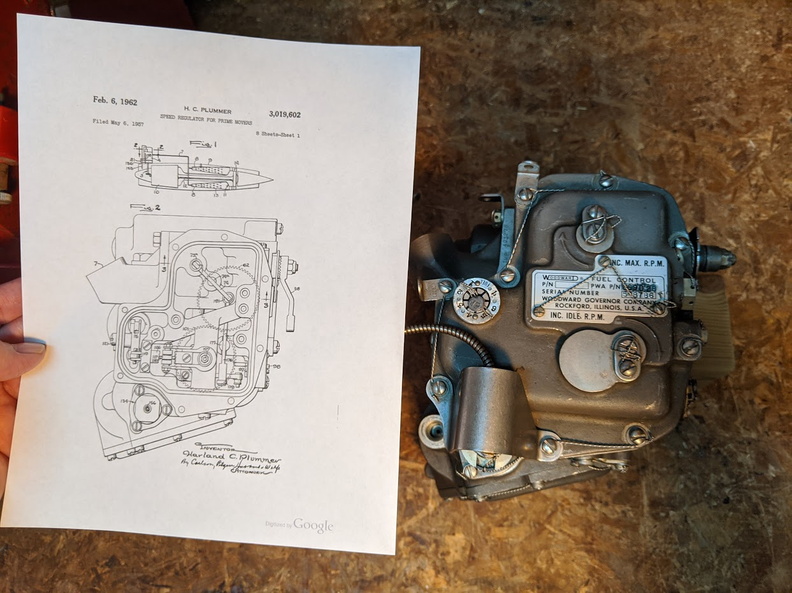 Governor unit with the patent data sheet.