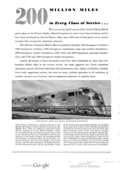 The General Motors Company(EMD) diesel locomotive history.