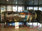 A General Electric  J79 series jet engine on display.