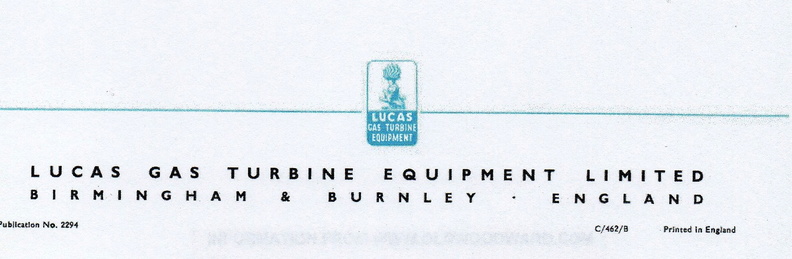 LUCAS GAS TURBINE EQUIPMENT LIMITED.  MADE IN ENGLAND.