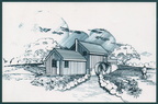 A drawing of the mill house in Stevens Point, Wisconsin.