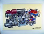 An AiResearch Manufacturing Company's gas turbine engine cutaway.