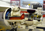 A vintage Boeing502 turboshaft jet engine with a Woodward governor system.