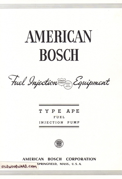 American Bosch Company's Fuel Control Equipment History.
