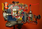An Engine model cutaway showing the fuel injection pump and governor.