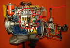 A Mercedes-Benz diesel engine with a Bosch fuel injection pump and governor system.