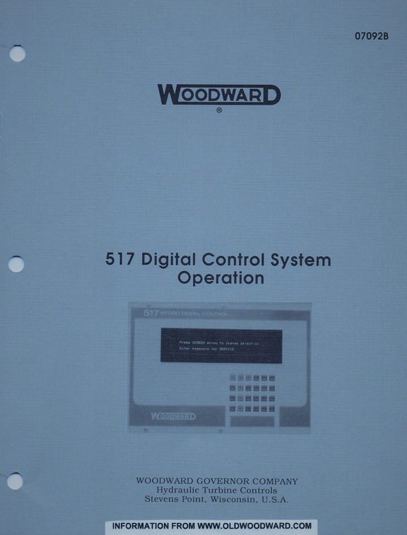 Woodward Hydro Manual Number 07092B