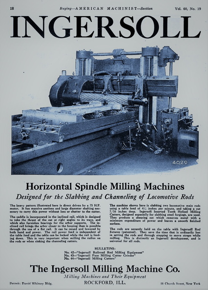 Ingersol Milling Machine Company history.