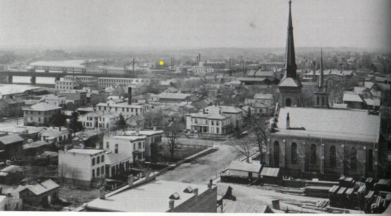 Early Downtown Rockford Illinois showing the location of the first Woodward Company location, circa 1890.