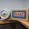 Vintage 7oz Point Special Lager bottles(case full) next to a Point beer pony keg next to a case of 32 oz bottles.