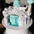 The Volcan Street Hydo Plant showing the original James Leffel turbine water wheel.
