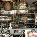 A General Electric LM2500 series gas turbine engine for a navy ship.