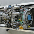 A General Electric T700 series jet engine with a Woodward fuel control system application.